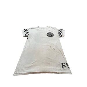 Tokyo Drift Men's Medium White Shirt Checker Sleeves Racing Japan Fresh Laundry